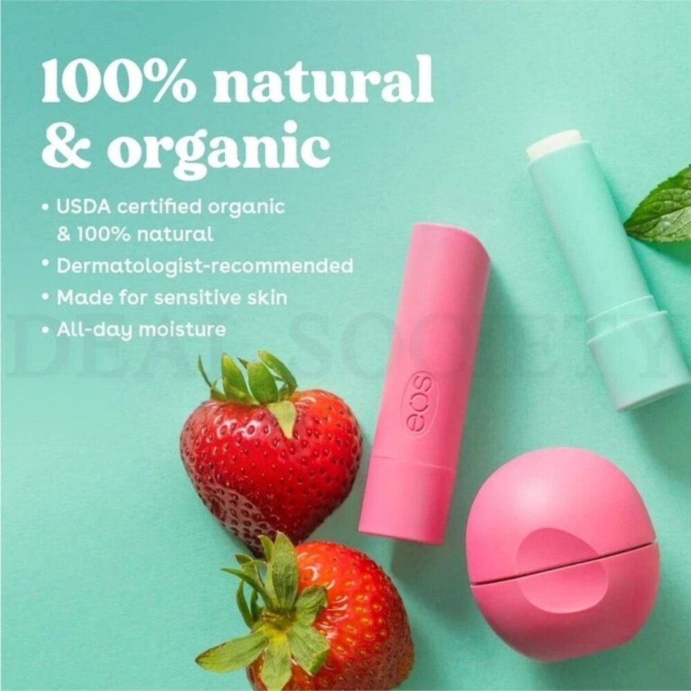 Eos 100% Natural & Organic Lip Balm Pack Of 2 Vanilla Bean 0.14oz - Picture 4 of 6